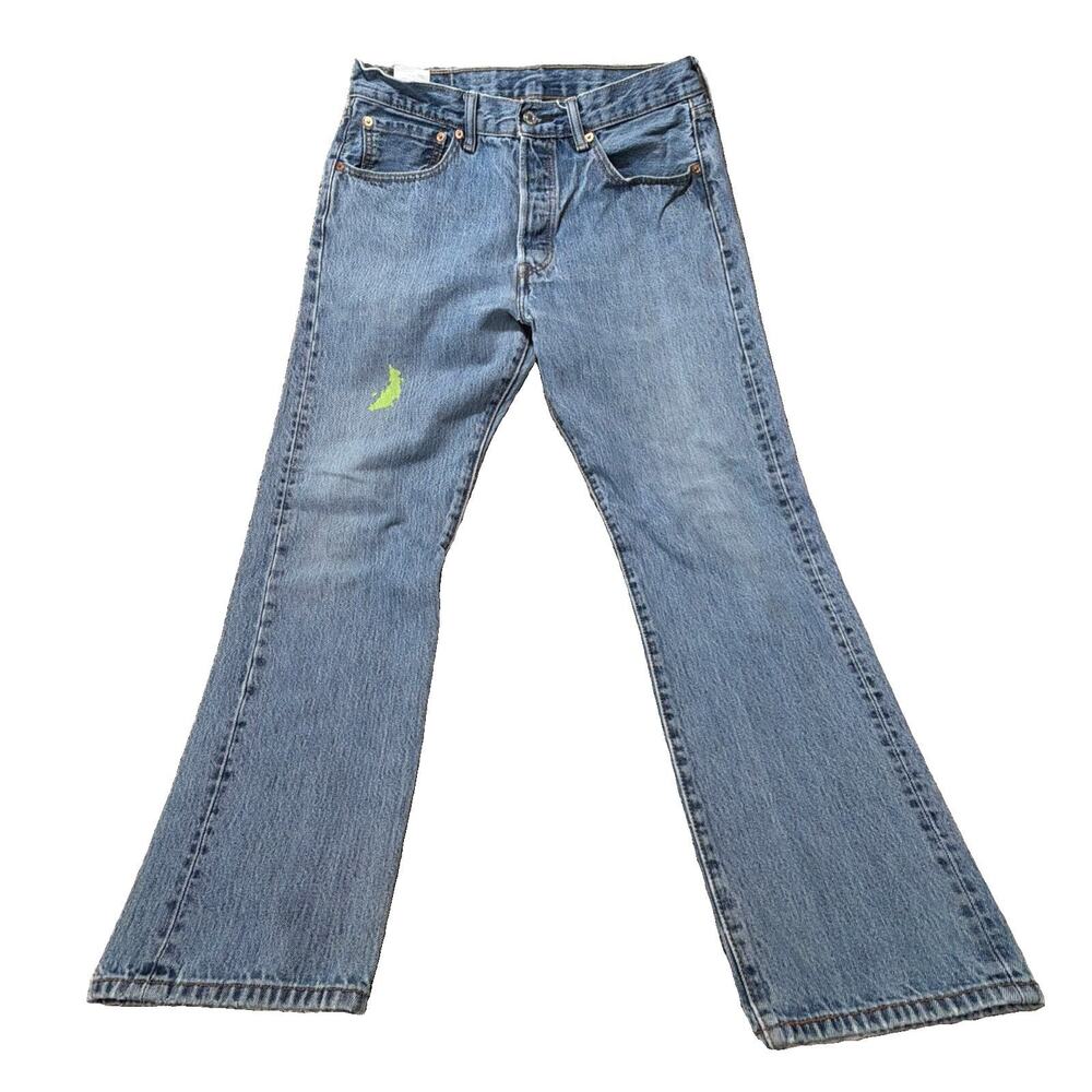 Levis 501 Jeans Mens 32x30 Blue Denim Pants Button Fly Faded Straight Y2k See No